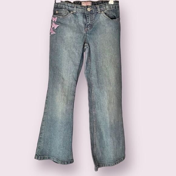 Steve & Barry’s Denim Girls Flare Jeans with Butterfly Applications Size 10 R - Picture 1 of 16